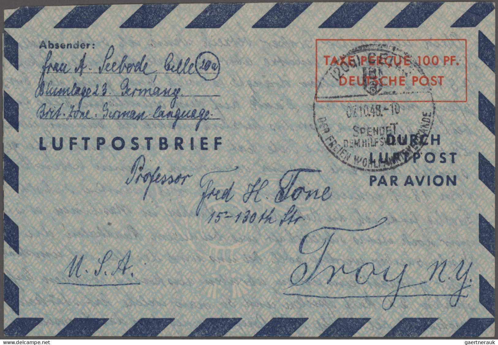 Bizone - Ganzsachen: 1948/1952 Luftpostleichtbriefe: Kollektion Von 11 Verschied - Sonstige & Ohne Zuordnung