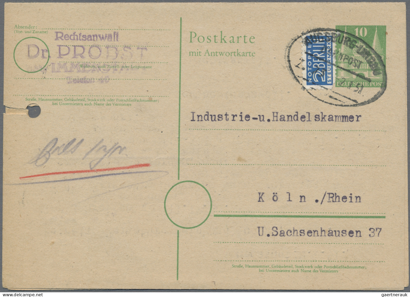 Bizone - Ganzsachen: 1948/1952, Partie Von 24 Ganzsachenkarten, Bis Auf Drei All - Sonstige & Ohne Zuordnung