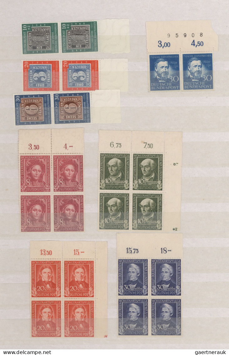 Bundesrepublik Deutschland: 1949/1955, Postfrische Partie Von Mittleren Und Bess - Collections