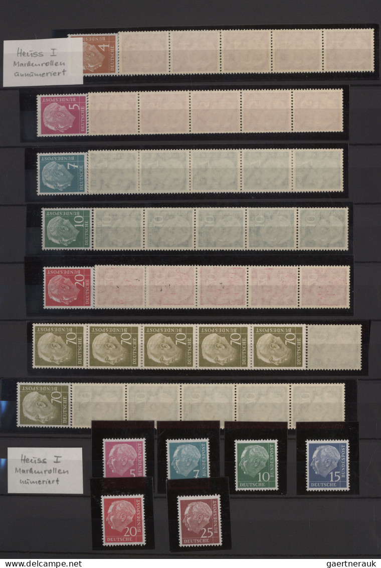 Bundesrepublik - Rollenmarken: 1954/1959, Heuss I-III Inkl. Lumo-Werte: Umfangre - Roller Precancels