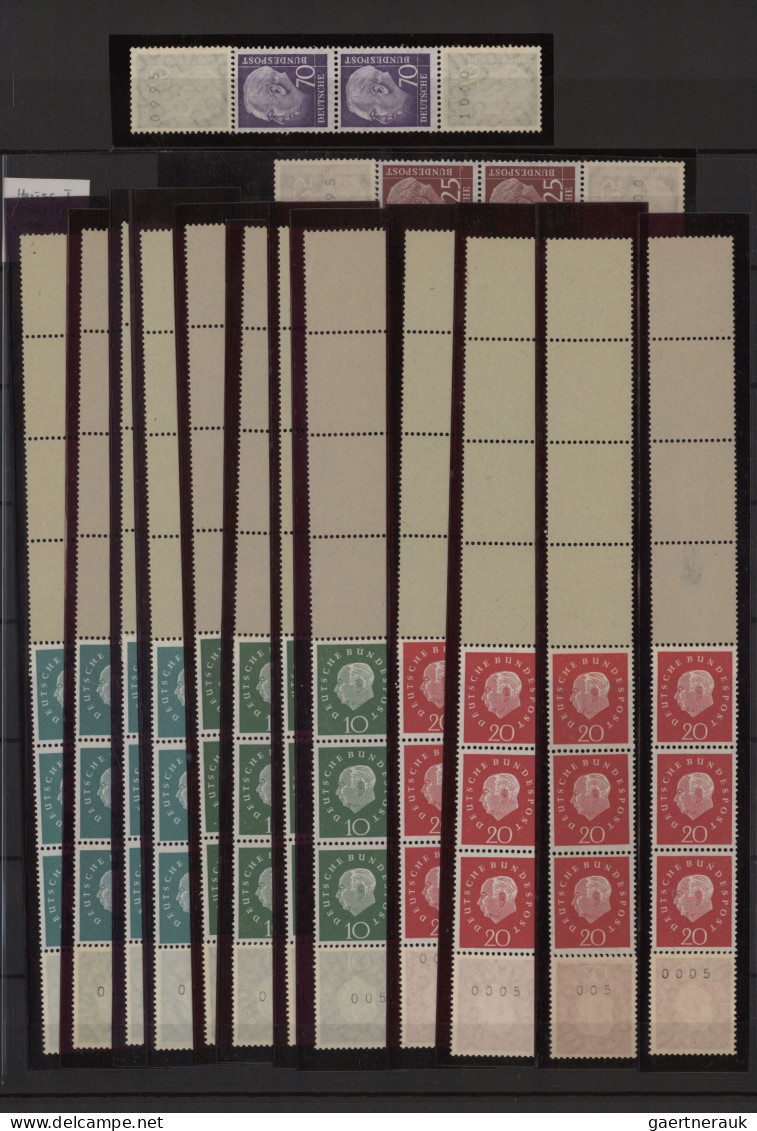 Bundesrepublik - Rollenmarken: 1954/1959, Heuss I-III inkl. Lumo-Werte: umfangre