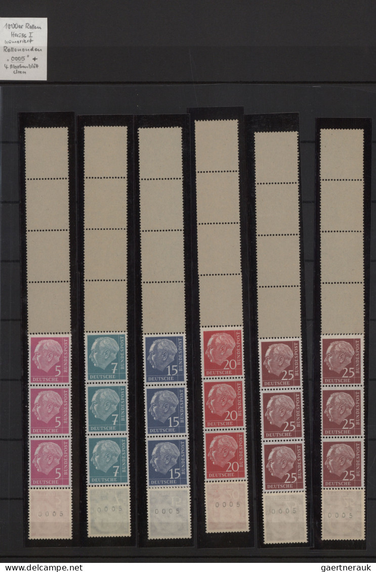 Bundesrepublik - Rollenmarken: 1954/1959, Heuss I-III inkl. Lumo-Werte: umfangre