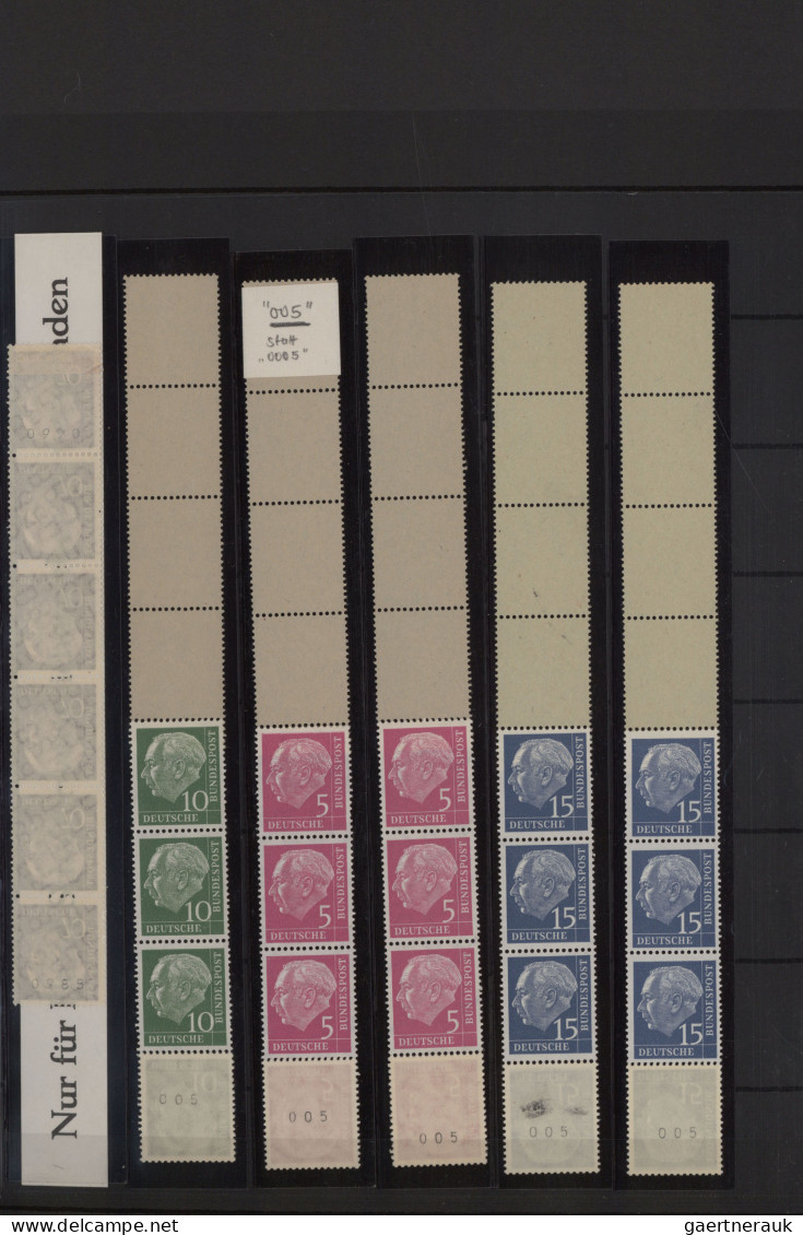 Bundesrepublik - Rollenmarken: 1954/1959, Heuss I-III inkl. Lumo-Werte: umfangre