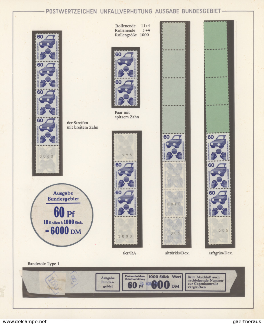 Bundesrepublik - Rollenmarken: 1971/1973, Unfallverhütung, Umfangreiche Speziali - Rolstempels