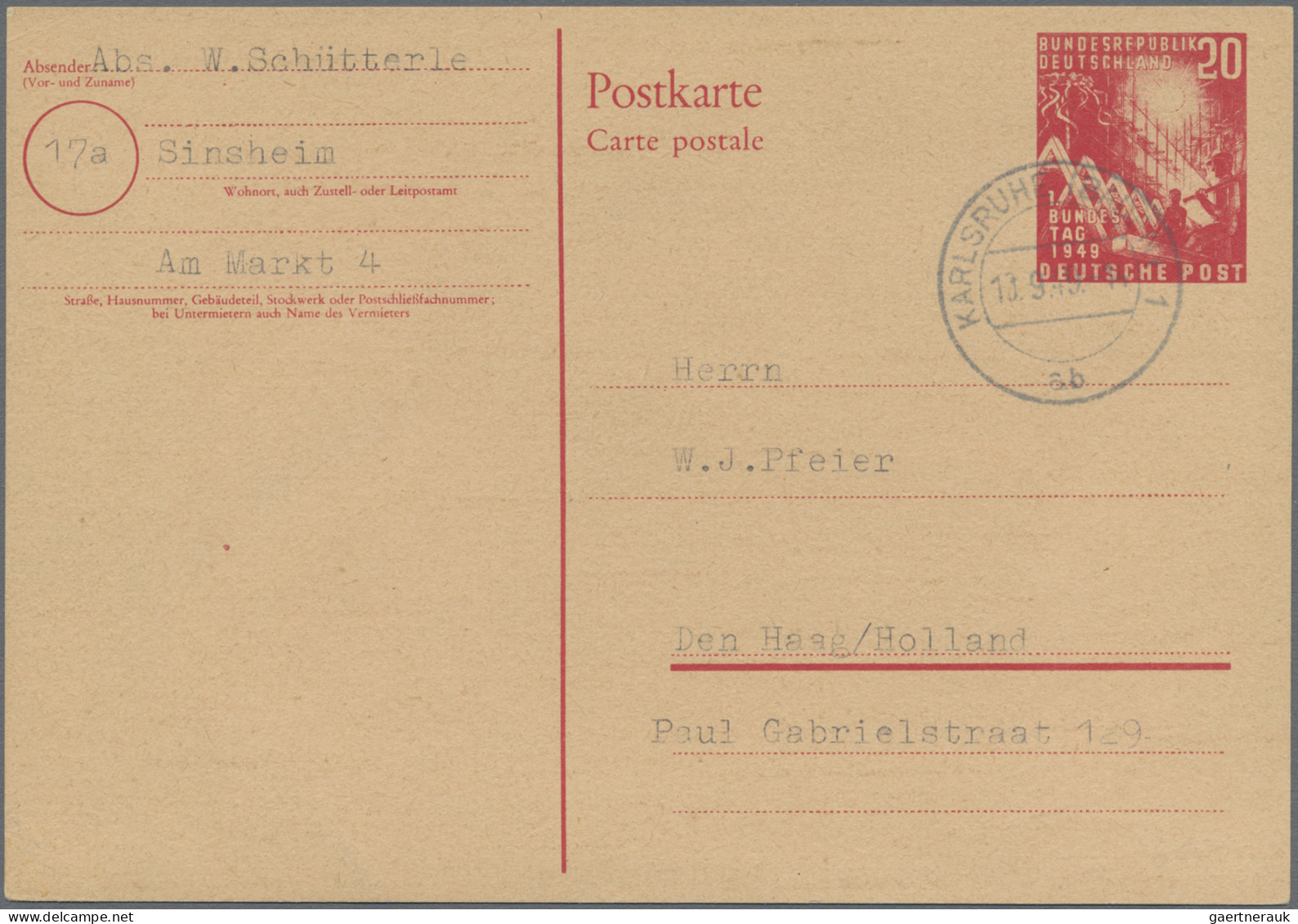 Bundesrepublik - Ganzsachen: 1949/1950, Ganzsachenkarten 10 Pfg. Und 20 Pfg. Bun - Sonstige & Ohne Zuordnung