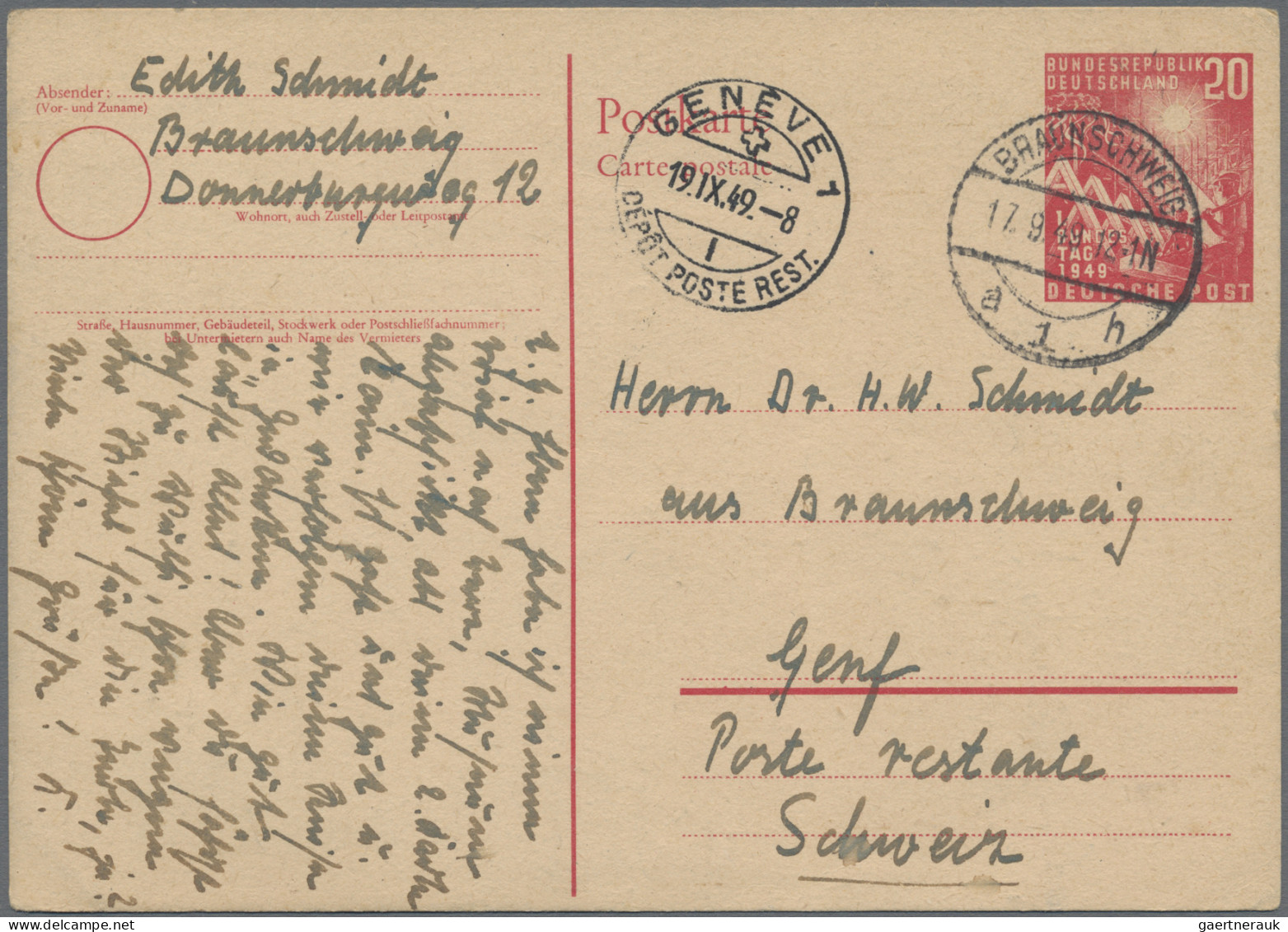 Bundesrepublik - Ganzsachen: 1949/1950, Ganzsachenkarten 10 Pfg. Und 20 Pfg. Bun - Autres & Non Classés