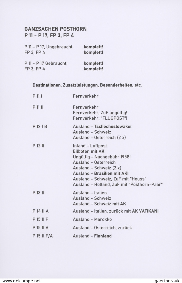 Bundesrepublik - Ganzsachen: 1951/1953, Ziffer Und Posthorn, Umfangreiche Sammlu - Autres & Non Classés