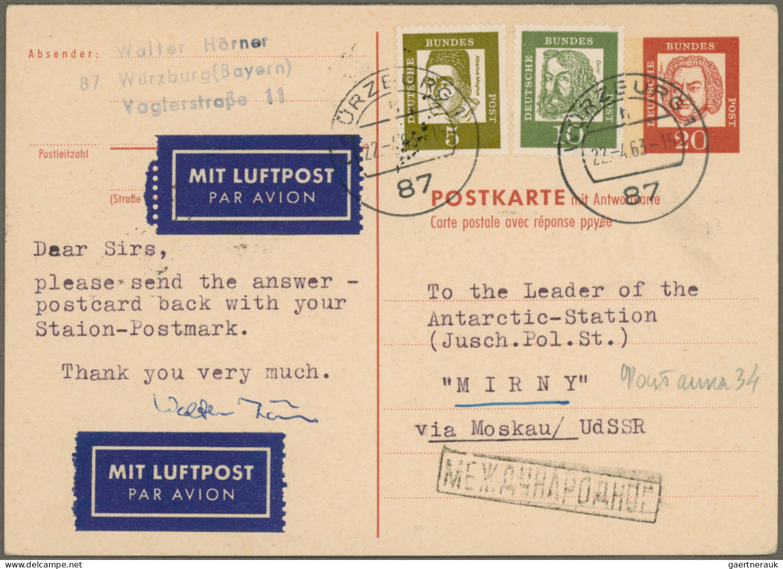 Bundesrepublik - Ganzsachen: 1961/1969, Ganzsachenkarten Bedeutende Deutsche, Sa - Other & Unclassified