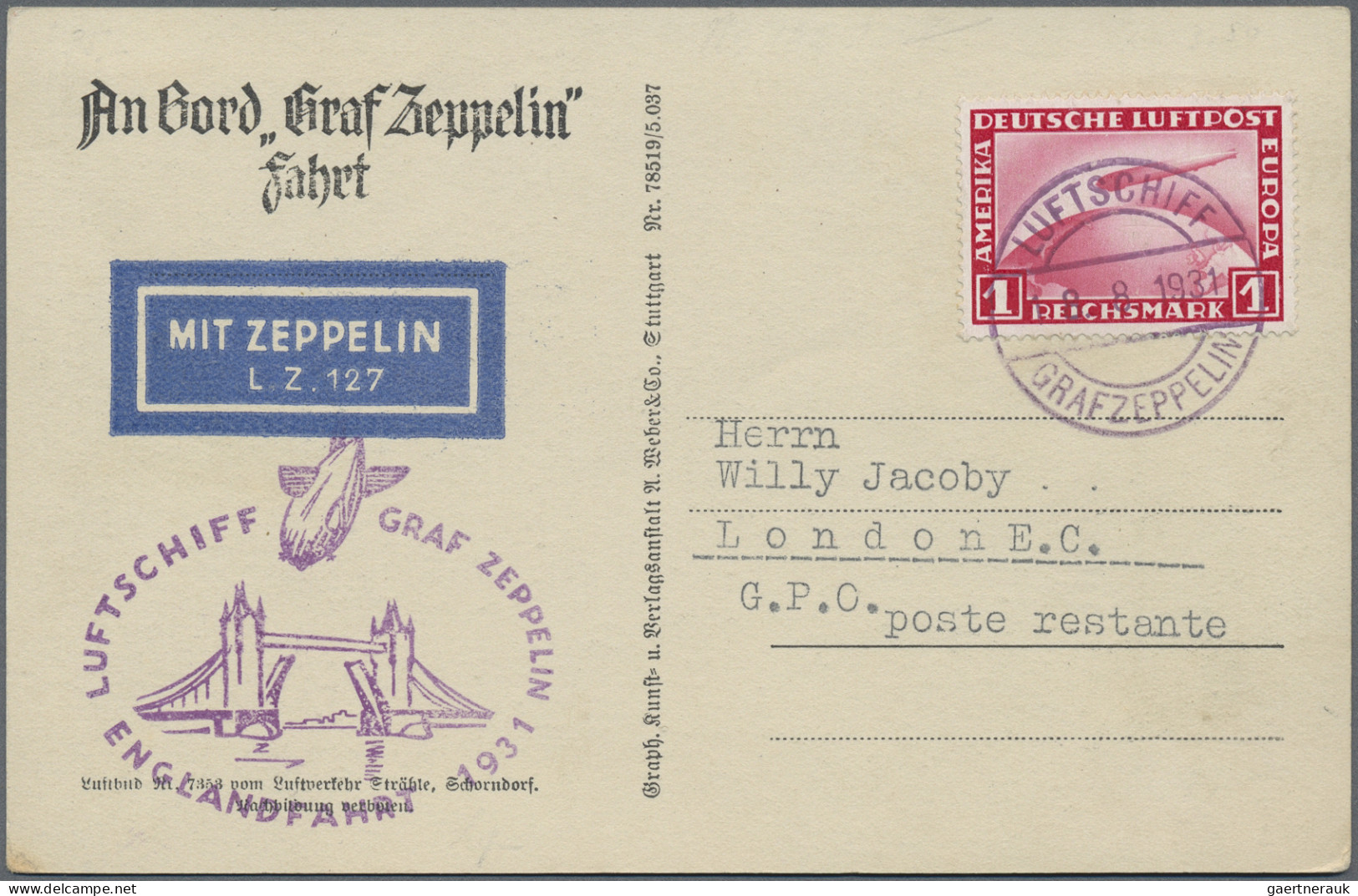 Ansichtskarten: Motive: ZEPPELIN: Over 140 Zeppelin Postcards, Mostly Real Photo - Other & Unclassified