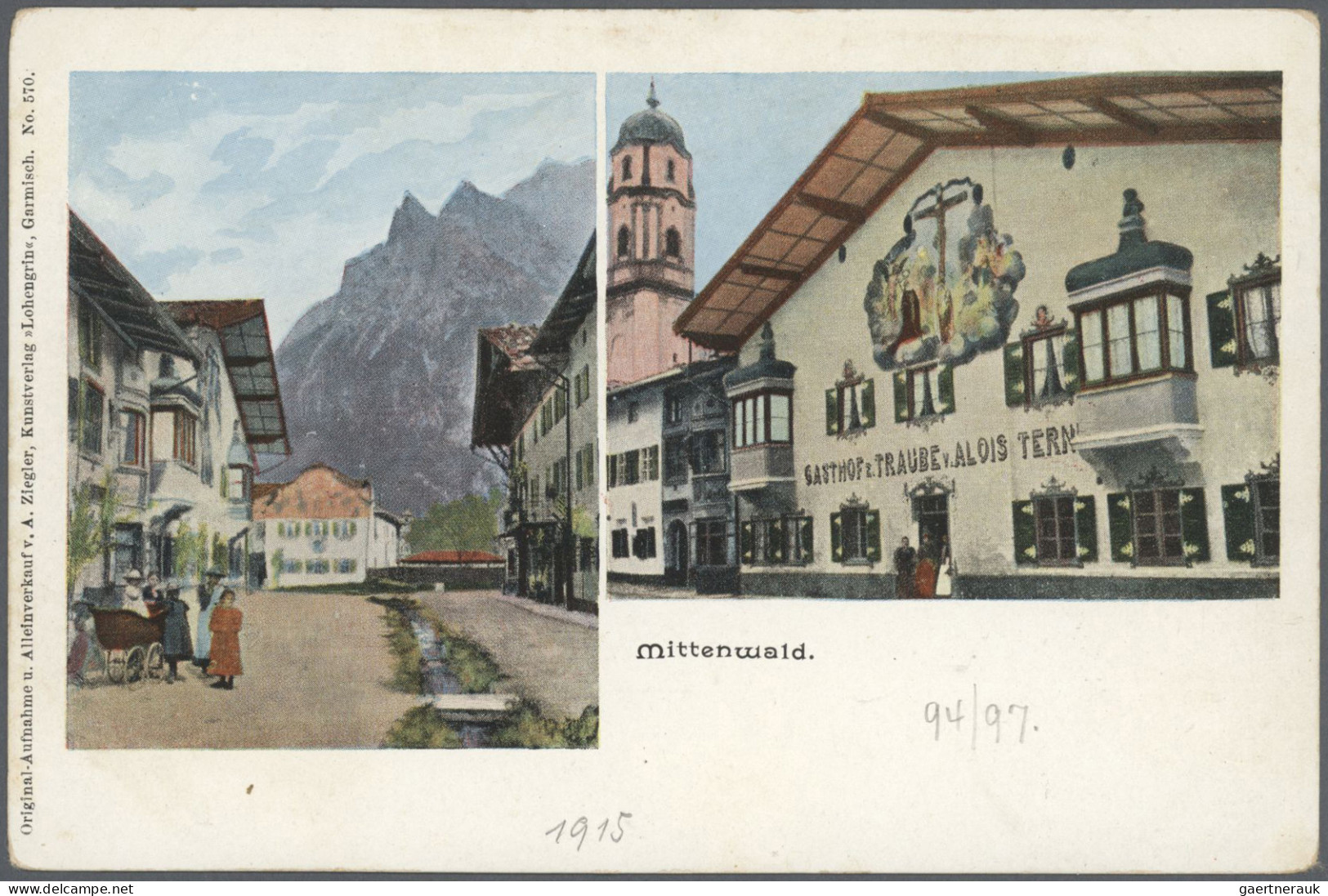 Ansichtskarten: Bayern: MITTENWALD (alte PLZ 8102), ein umfangreicher Bestand an