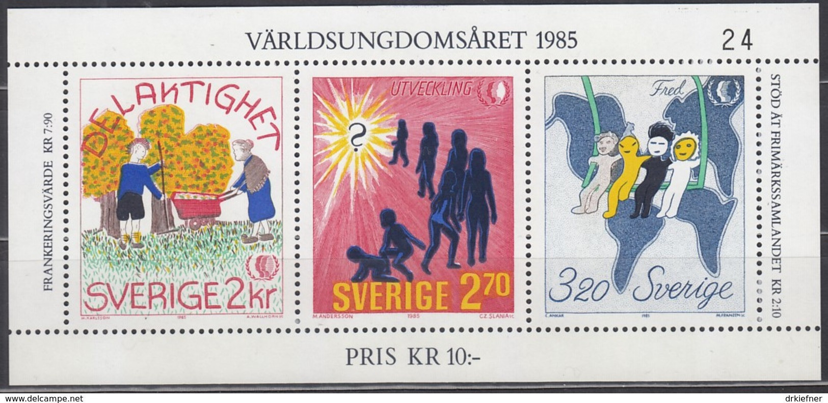 SCHWEDEN  Block 13, Postfrisch **,  Internationales Jahr Der Jugend, 1985 - Blokken & Velletjes