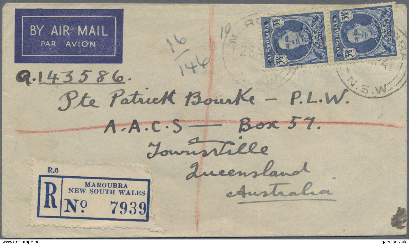 Australia: 1939/1945, Censored Covers To Overseas (13 Inc. One Registered) Or Us - Sammlungen