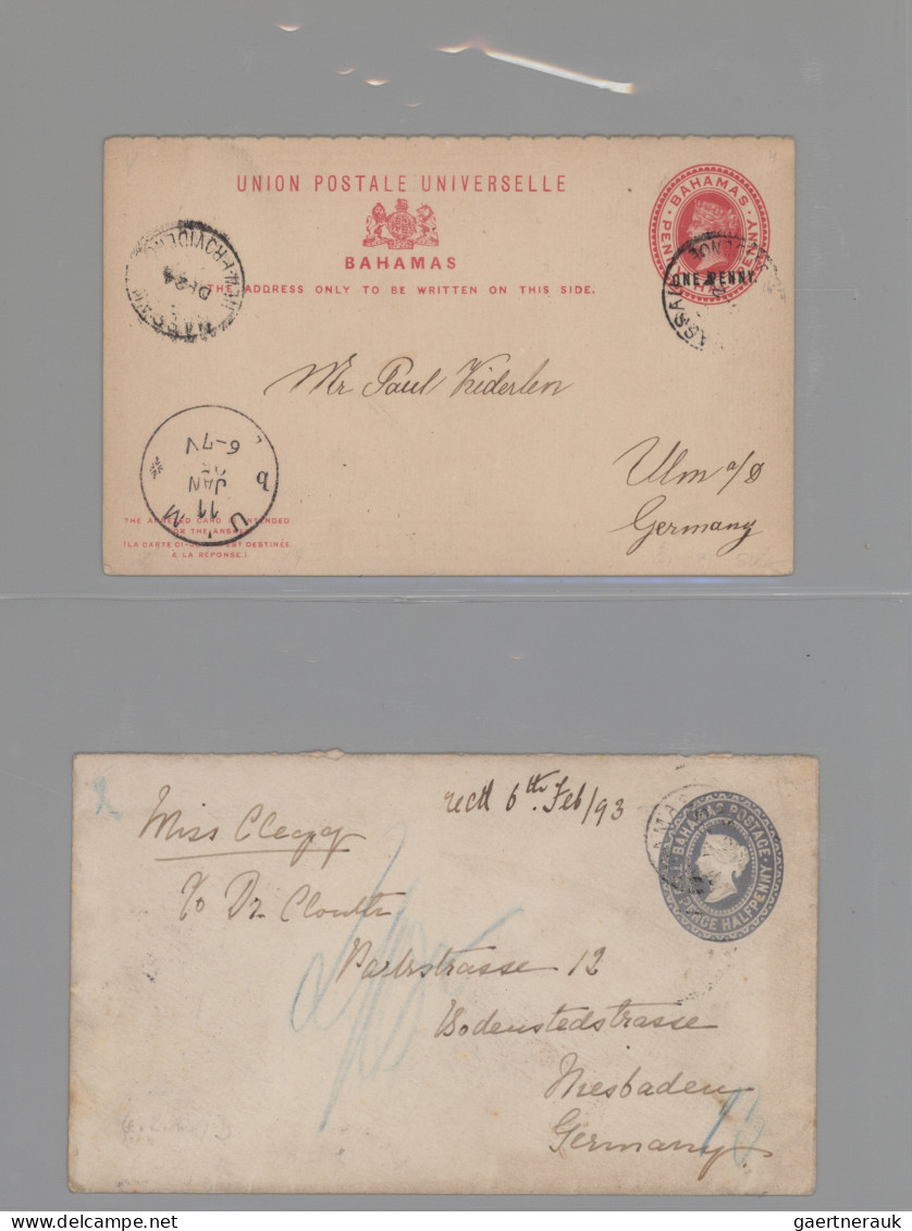 Bahamas - Postal Stationery: 1893/1925, Assortment Of Nine Used Stationeries (si - Autres & Non Classés