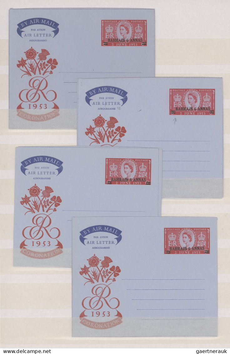 Bahrain - Postal Stationery: 1952/1974, Collection Of 56 Mainly Unused Air Lette - Bahrain (1965-...)