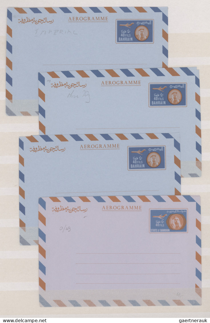 Bahrain - Postal Stationery: 1952/1974, Collection Of 56 Mainly Unused Air Lette - Bahrein (1965-...)