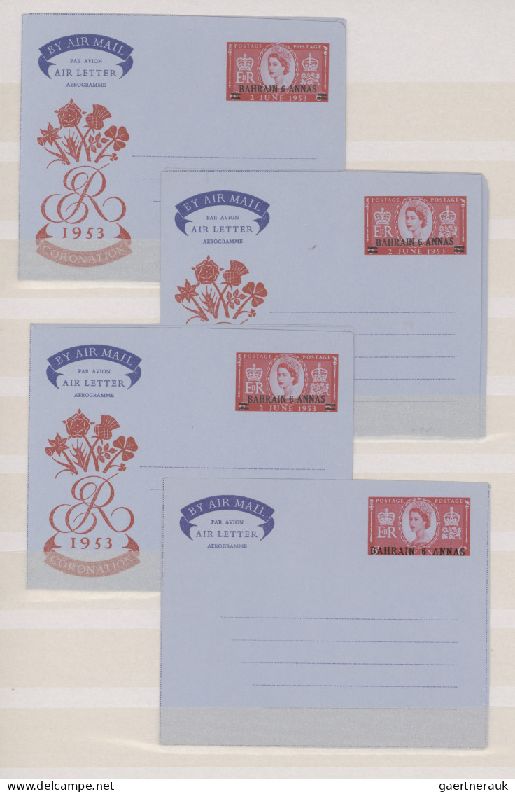 Bahrain - postal stationery: 1952/1974, collection of 56 mainly unused air lette