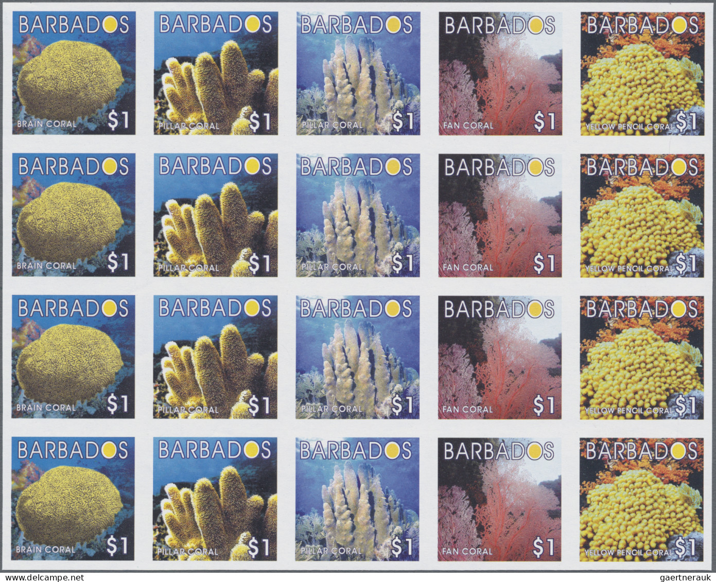 Barbados: 1994/2007 Collection containing 1502 IMPERFORATE stamps (inclusive som