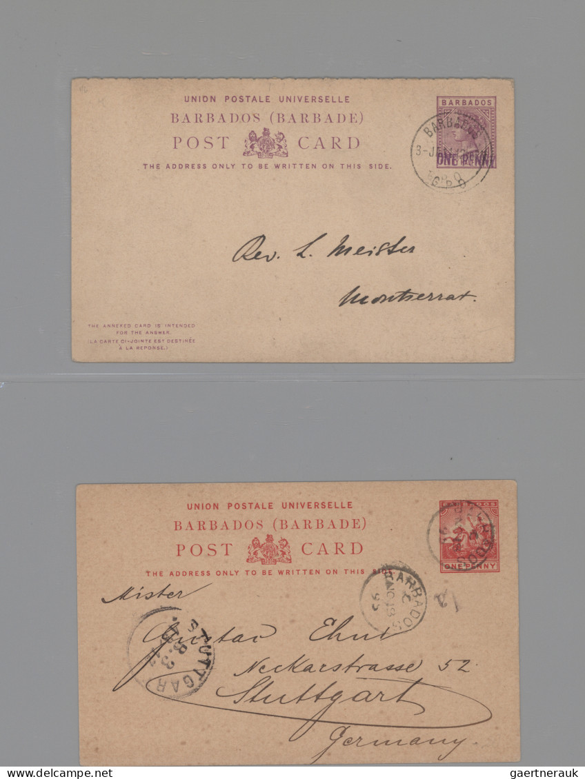 Barbados - Postal Stationery: 1892/1912, Lot Of Nine Used Stationery Cards Mainl - Barbades (1966-...)