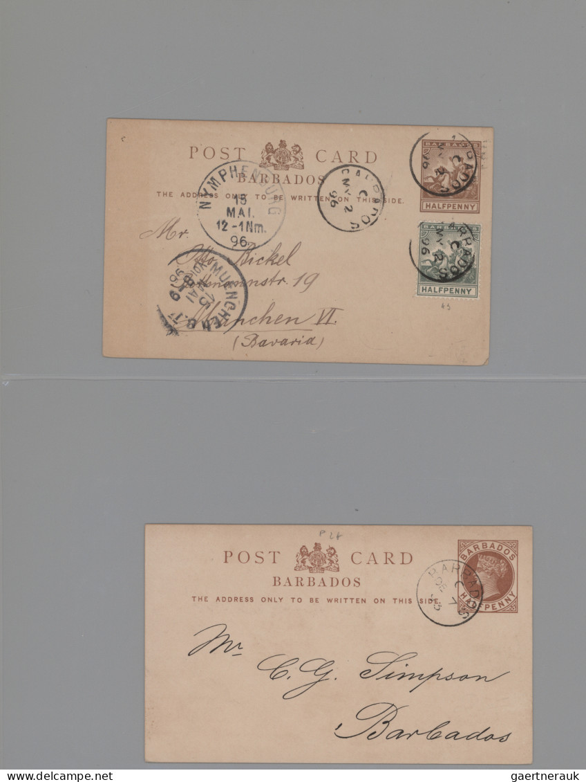 Barbados - Postal Stationery: 1892/1912, Lot Of Nine Used Stationery Cards Mainl - Barbados (1966-...)