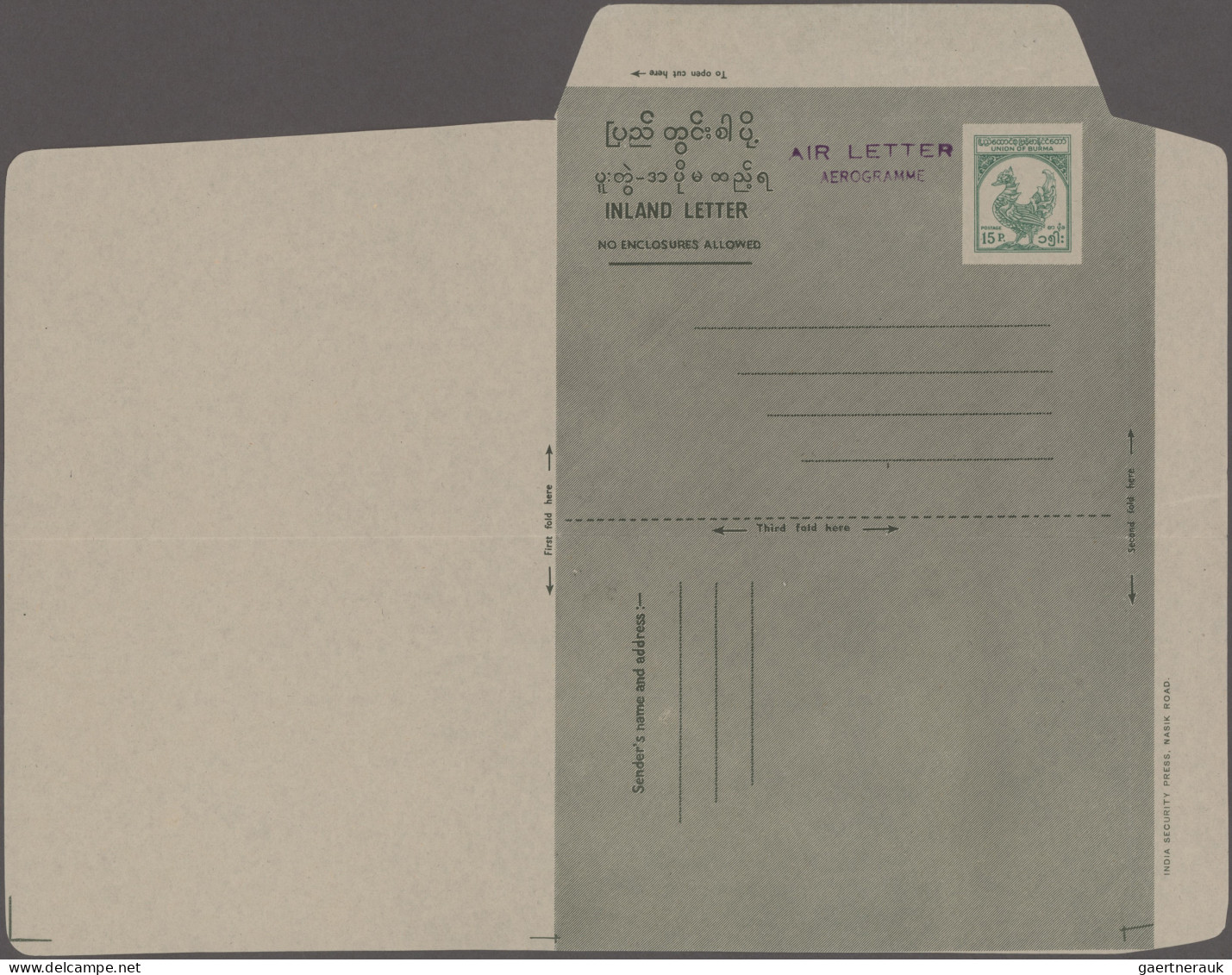 Birma - Postal Stationery: 1954/1990 (ca.), Group Of 28 Air Letter Sheets (16 Un - Myanmar (Birma 1948-...)