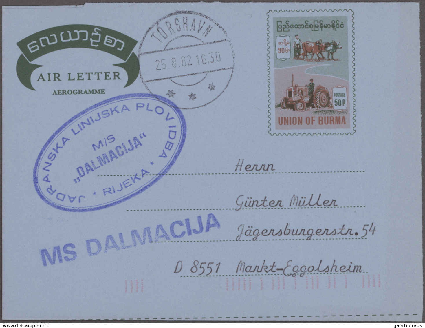 Birma - Postal Stationery: 1954/1990 (ca.), Group Of 28 Air Letter Sheets (16 Un - Myanmar (Birmanie 1948-...)