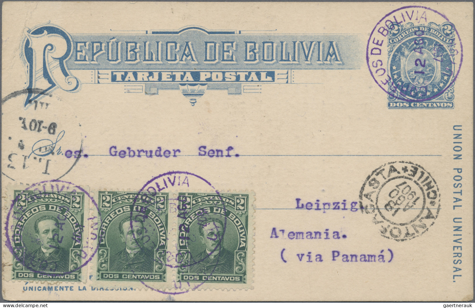 Bolivia: 1890/1960 (ca.), assortment of 36 covers/cards incl. (uprated) statione