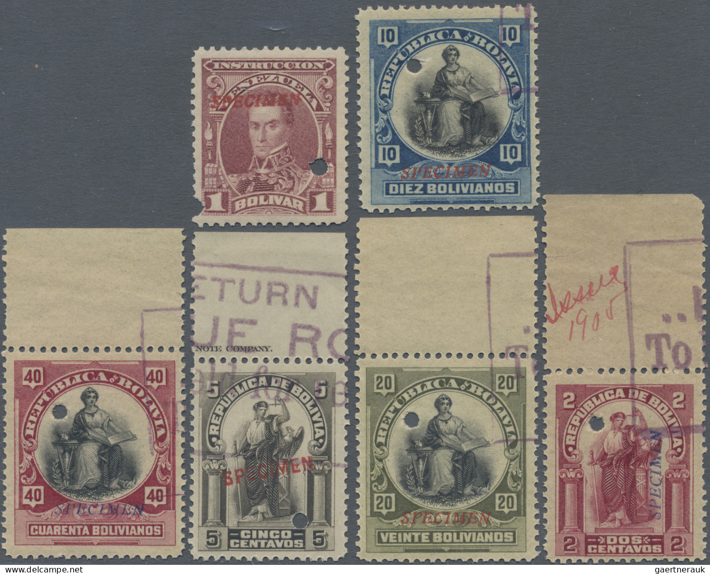 Bolivia: 1901/1935, Postage And Fiscals, ABN Specimen Proofs, Collection Of 440 - Bolivië