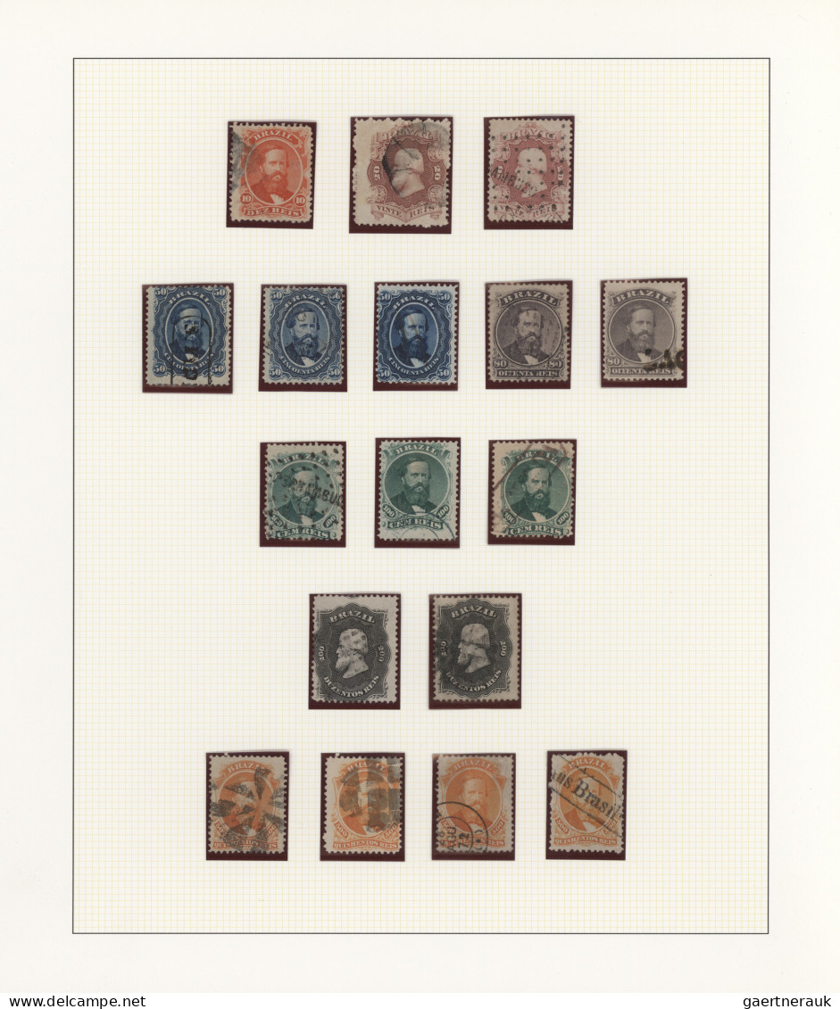 Brazil: 1866/1878, DOM PEDRO, Fine Used Collection Of 73 Stamps On Album Pages, - Gebraucht