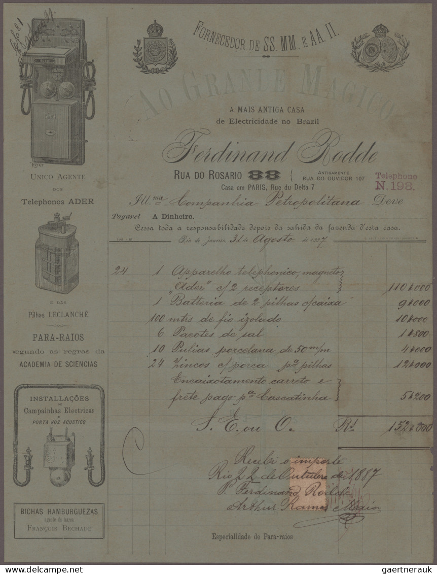 Brazil: 1885/1908, Lot Of Eleven Invoices/receipts Of National Telephone Company - Covers & Documents