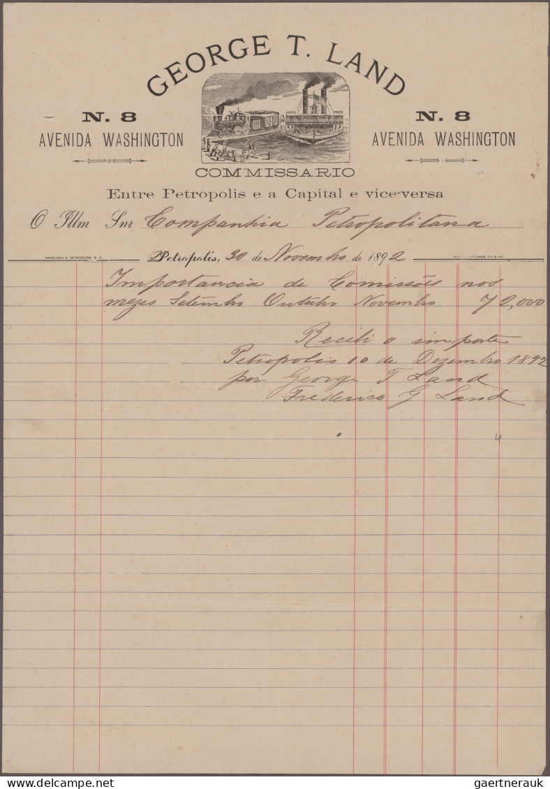 Brazil: 1890/1900 (ca.), Invoices/Documents, Assortment Of Apprx. 100 Pieces Inc - Lettres & Documents