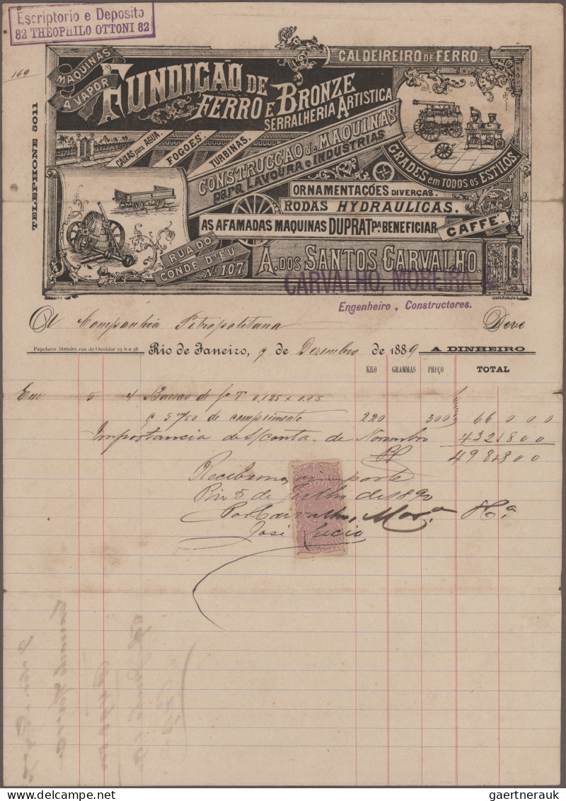 Brazil: 1890/1900 (ca.), Invoices/Documents, assortment of apprx. 100 pieces inc