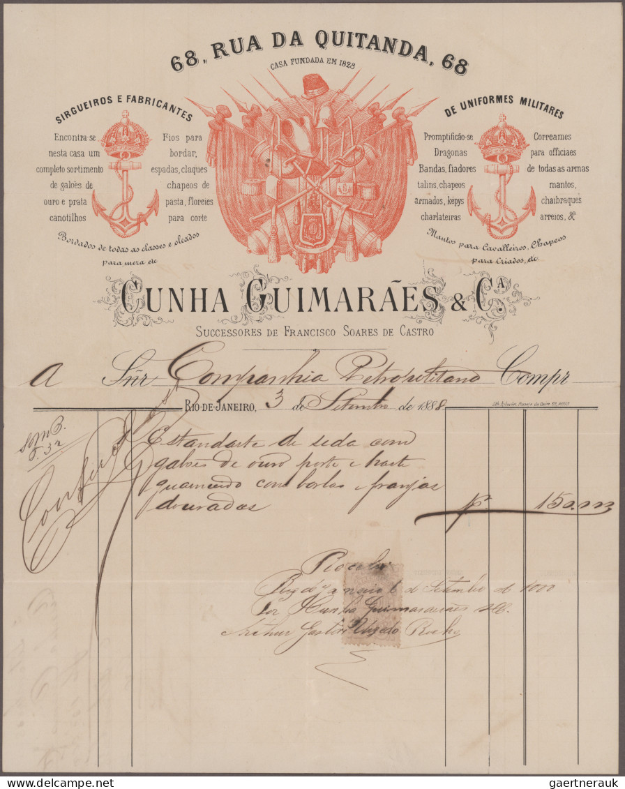 Brazil: 1890/1900 (ca.), Invoices/Documents, assortment of apprx. 100 pieces inc