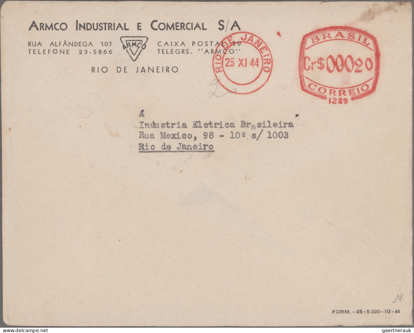 Brazil: 1940s/1980s, METER MARKS, Comprehensive Balance Of Apprx. 2.500 Commerci - Covers & Documents