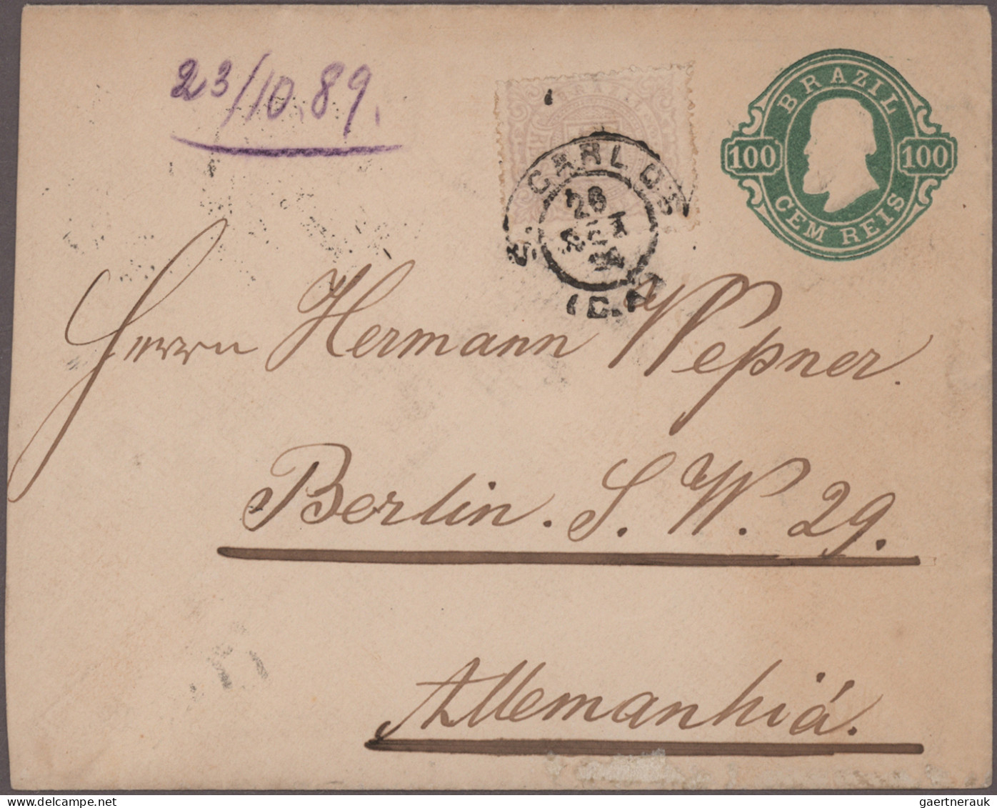 Brazil - Postal Stationery: 1883/1908, Lot Of Six (mainly Uprated) Stationeries, - Ganzsachen