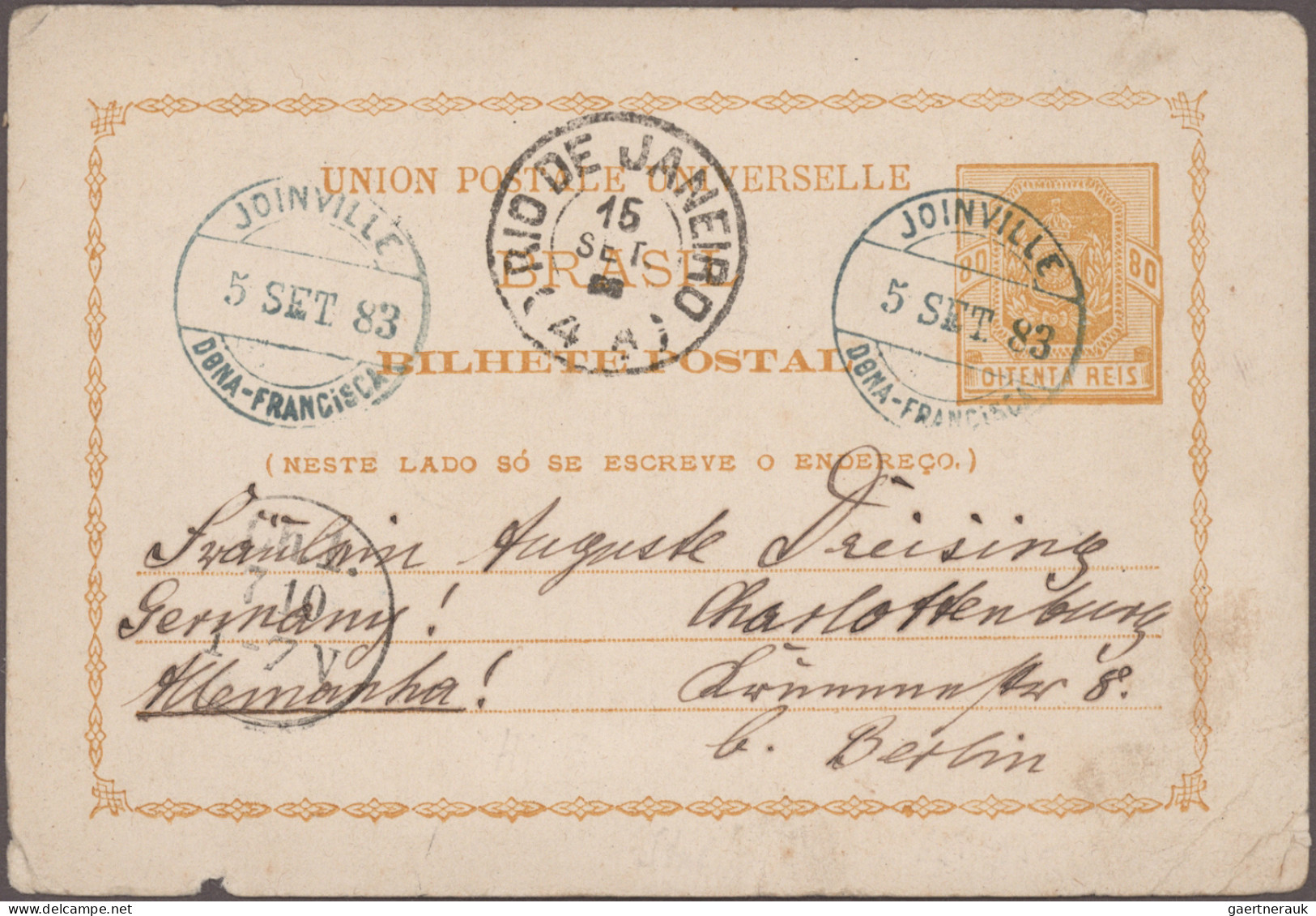 Brazil - Postal Stationery: 1883/1908, Lot Of Six (mainly Uprated) Stationeries, - Interi Postali