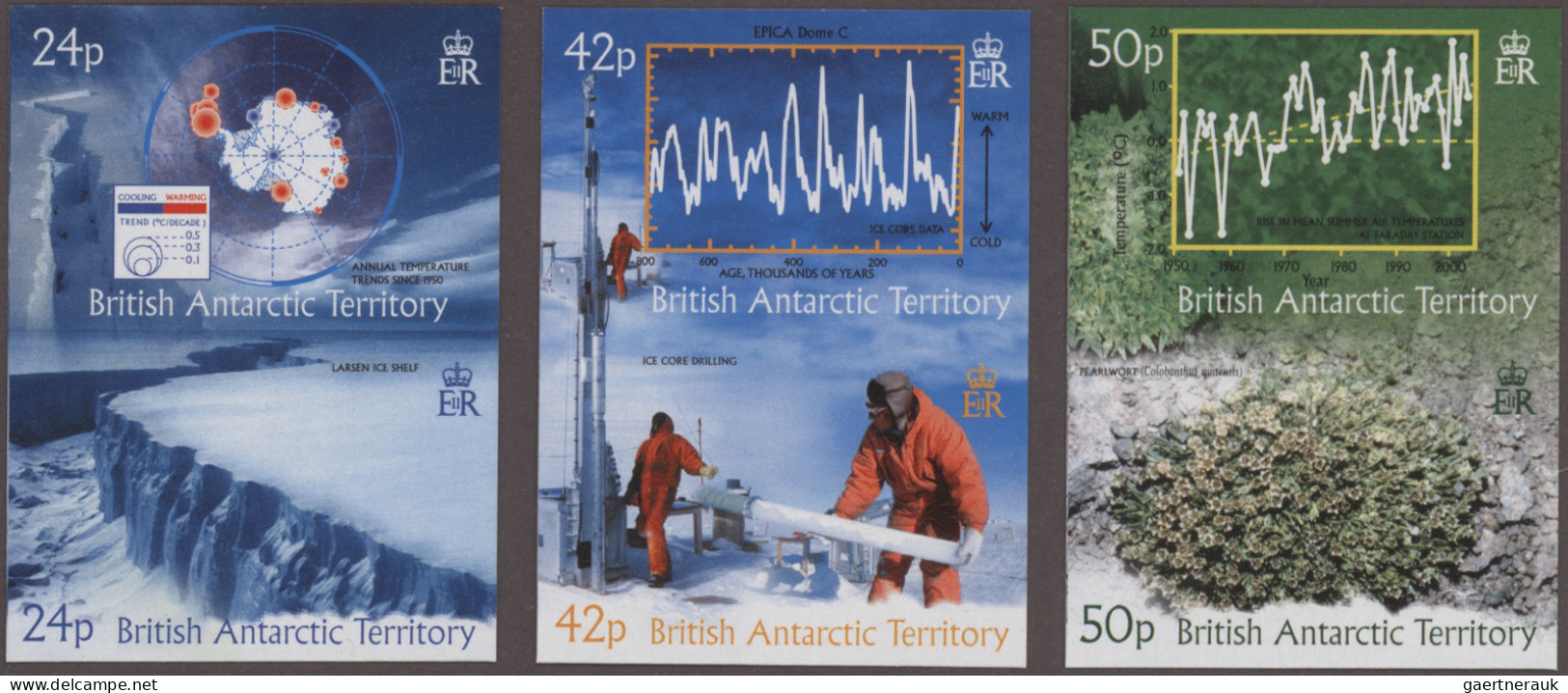 British Antarctica: 2002/2012. Collection Containing 1065 IMPERFORATE Stamps And - Unused Stamps