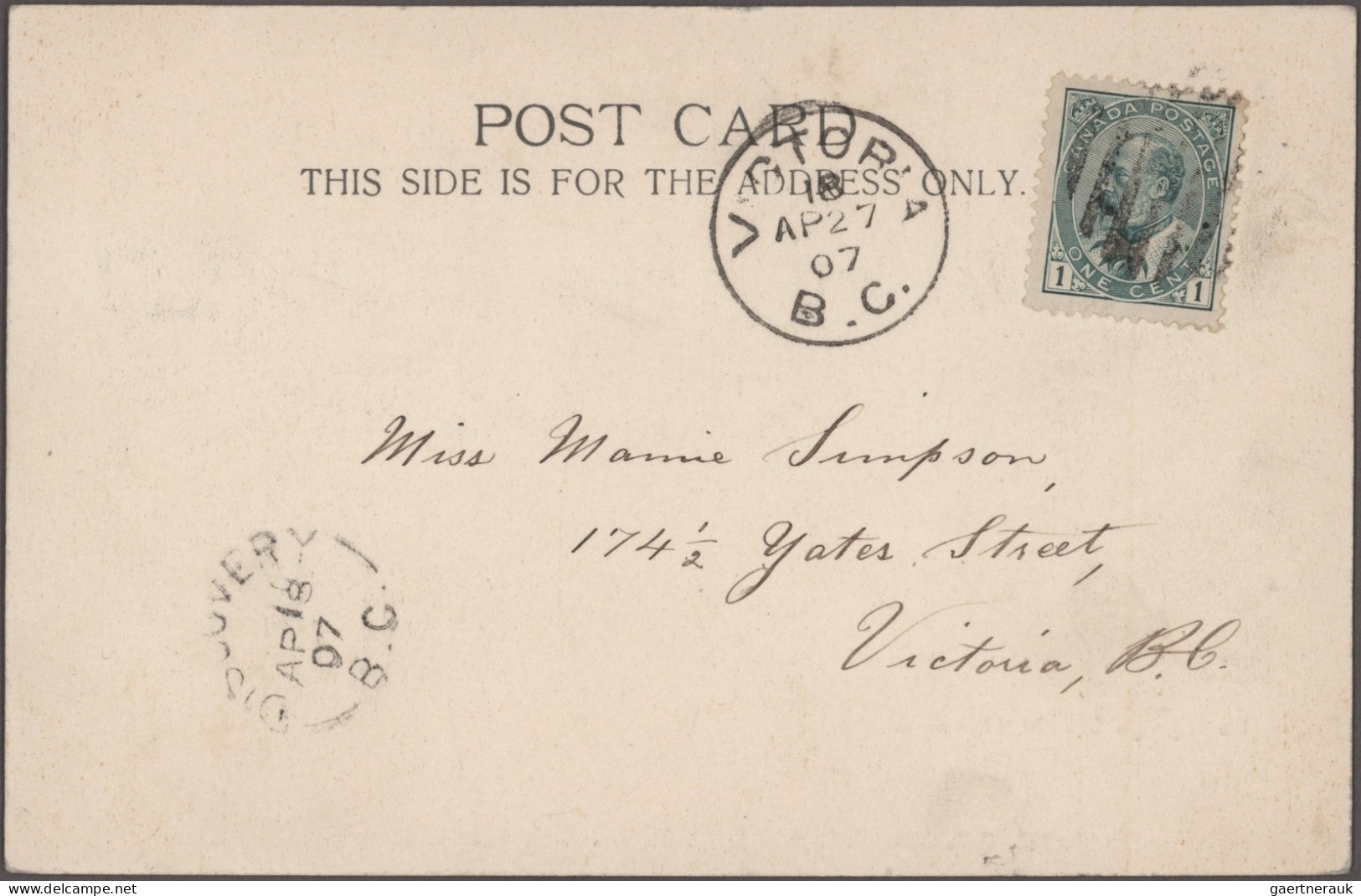 Canada: 1907/1912, Atlin British Columbia, Three Entires: Ppc "His Majesty's Mai - Collections