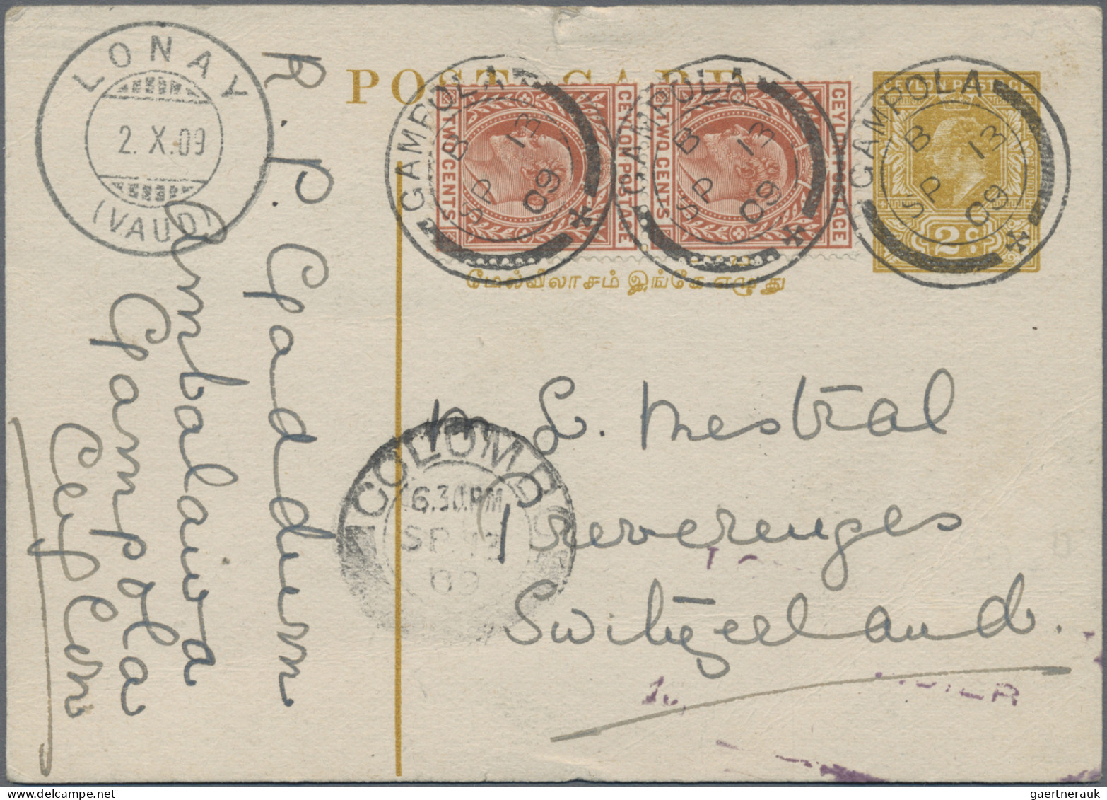 Ceylon / Sri Lanka: 1903/1937 Group Of 9 Covers, One Wrapper And A Postal Statio - Sri Lanka (Ceilán) (1948-...)