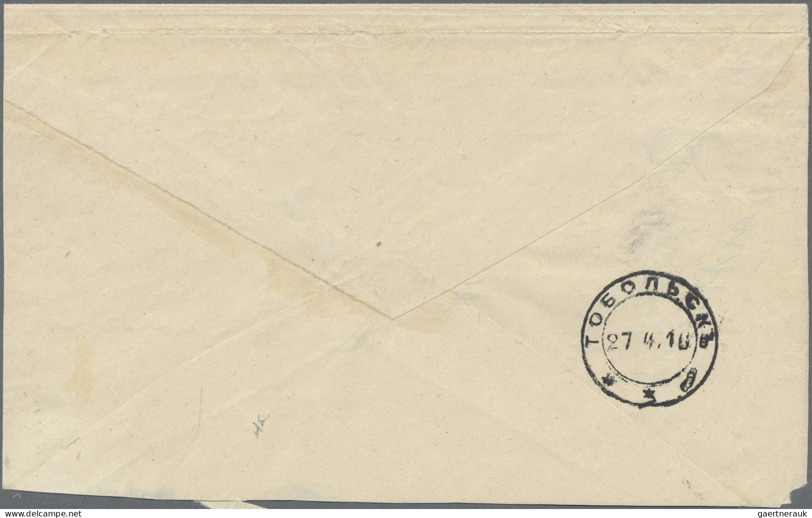 Russia: 1910/1916, Siberia, four entires: registered stampless district cover TO