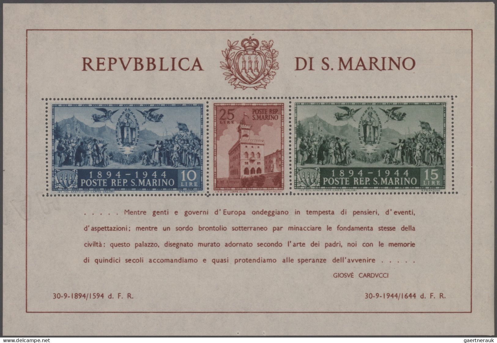 San Marino: 1937/61, Little Lot With Some Better Issues Like Mi. Block 4A, Mi. 7 - Neufs