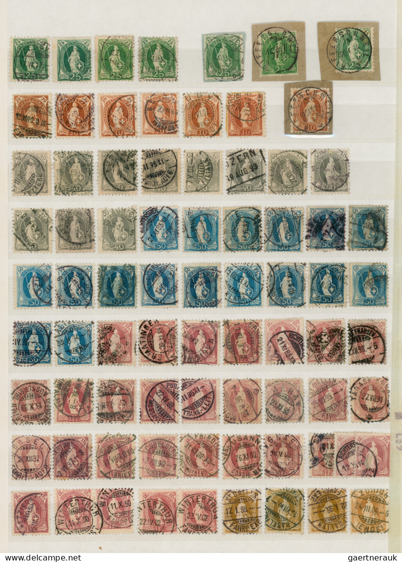 Schweiz: 1882/1907 Partie Mit Mehr Als 350 Gestempelten Marken 'Stehende Helveti - Collections