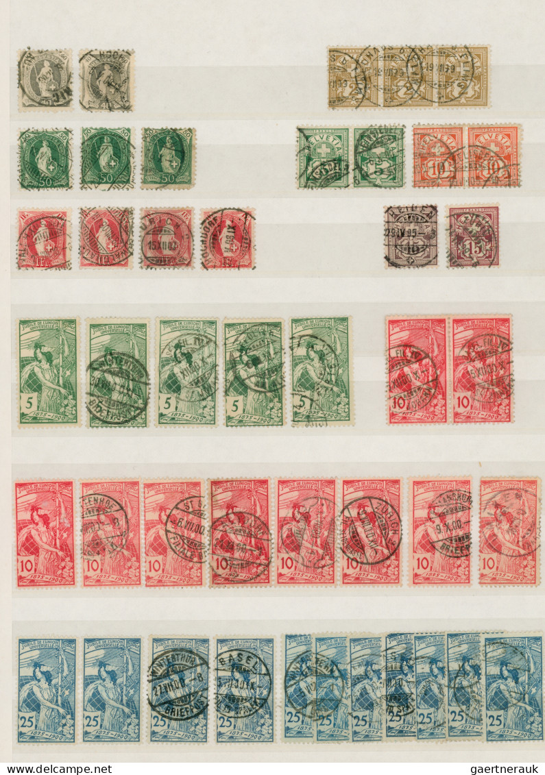 Schweiz: 1882/1907 Partie Mit Mehr Als 350 Gestempelten Marken 'Stehende Helveti - Collections