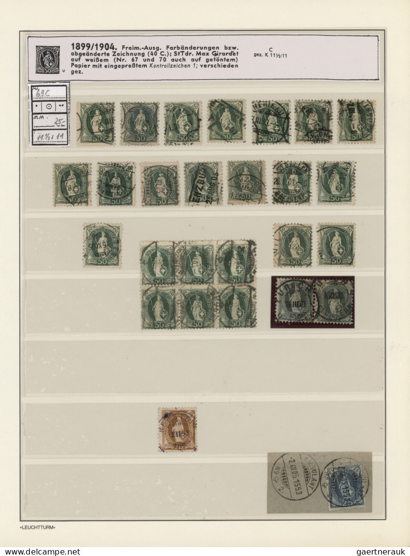 Schweiz: 1882/1910, STEHENDE HELVETIA, Meist Gestempelte Sammlung Mit Ca. 618 Ma - Collections