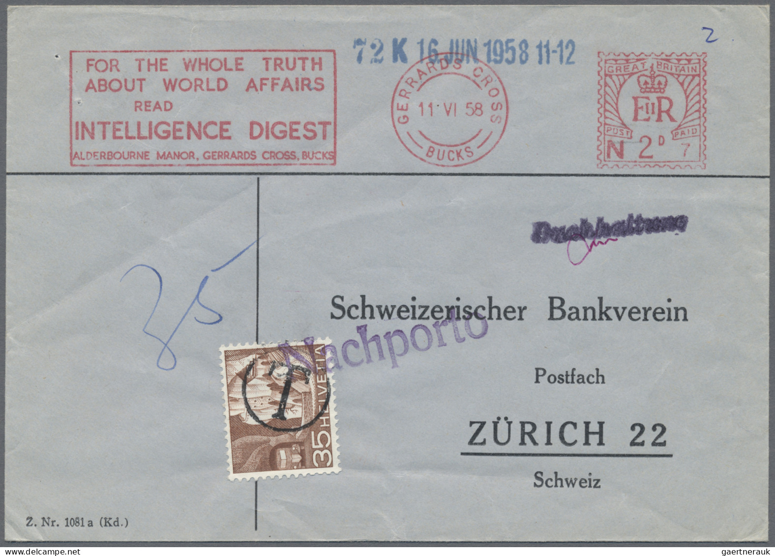 Schweiz: 1885/1980, Partie Von Ca. 155 Briefen Und Karten, Dabei Attraktive Fank - Lotti/Collezioni