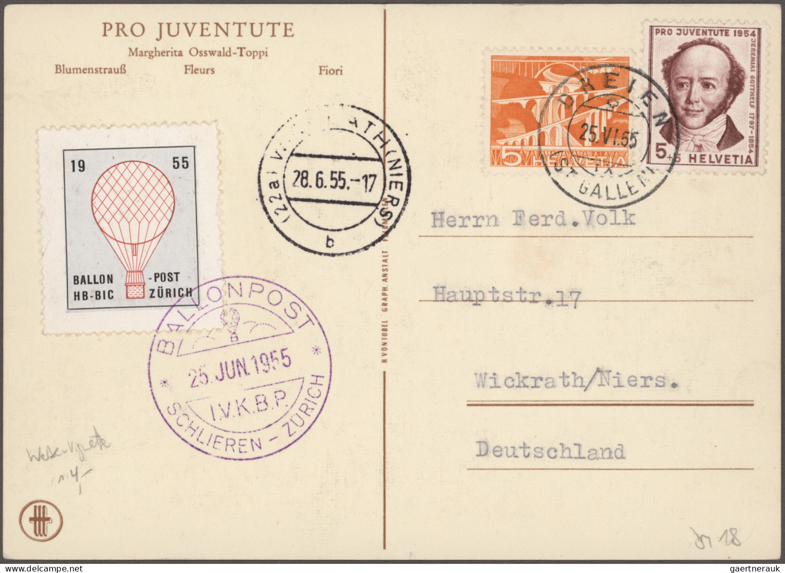 Schweiz: 1896/1960 (ca), Hochinteressante Sammlung Flug- und Ballonpost in Leuch