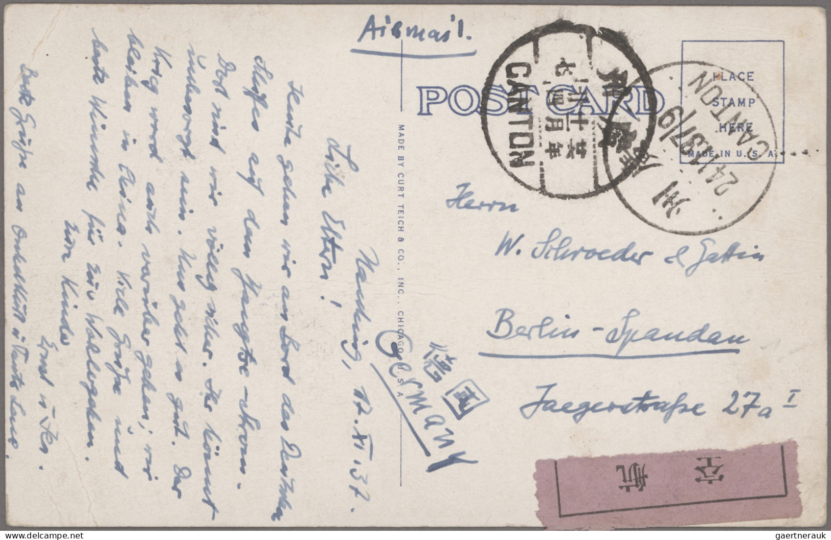 China: 1902/1950, Covers (3 Inc. One Front), Ppc (2), Uprated Stationery (1). In - 1912-1949 République