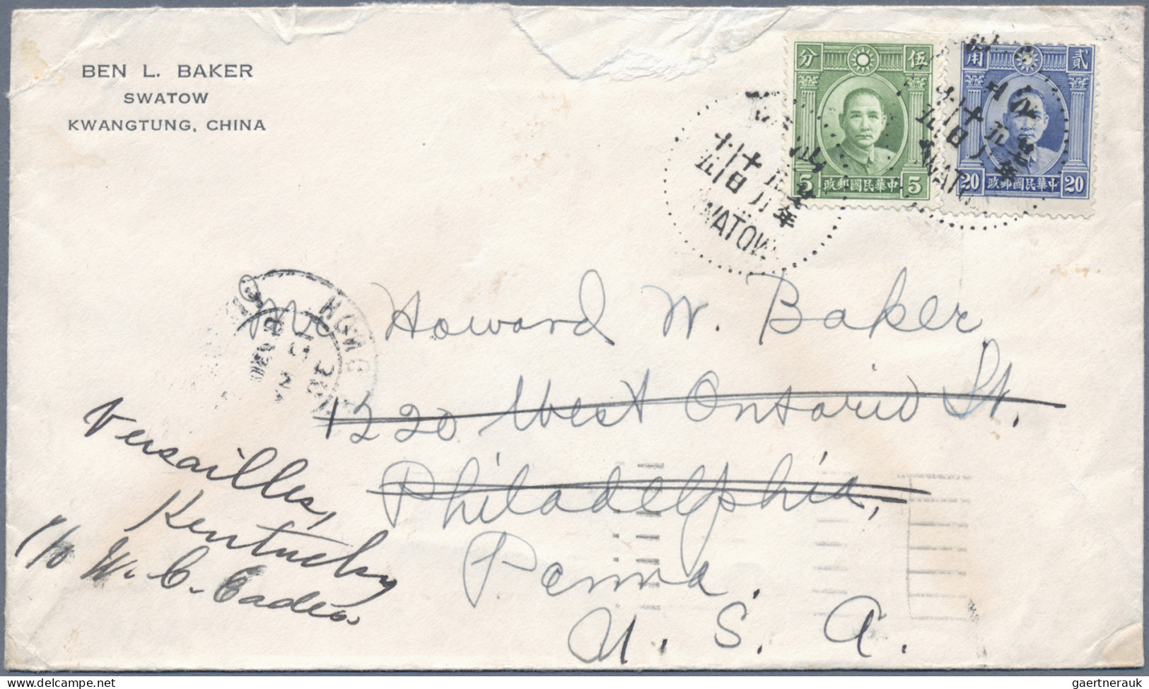 China: 1932/1938, covers (22) with SYS frankings inc. air mail and registration,