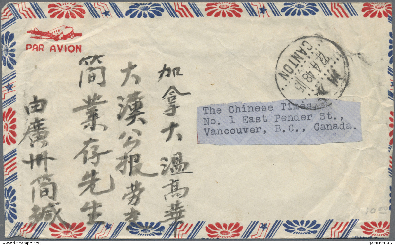 China: 1945/1948, Covers (50 + 3 On Piece), All Used Foreign And Mostly Airmails - Lettres & Documents