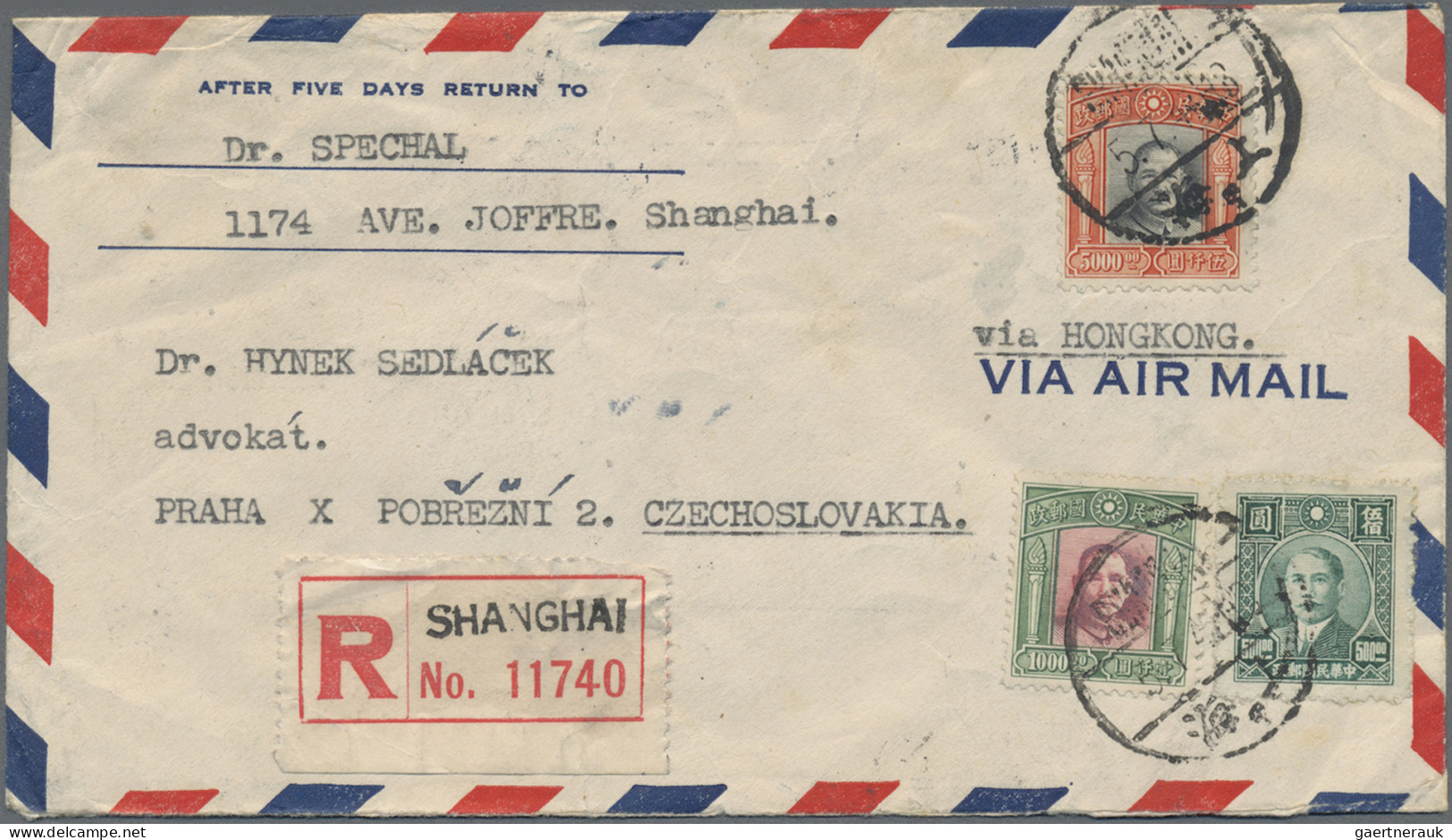 China: 1945/1948, Covers (50 + 3 On Piece), All Used Foreign And Mostly Airmails - Lettres & Documents