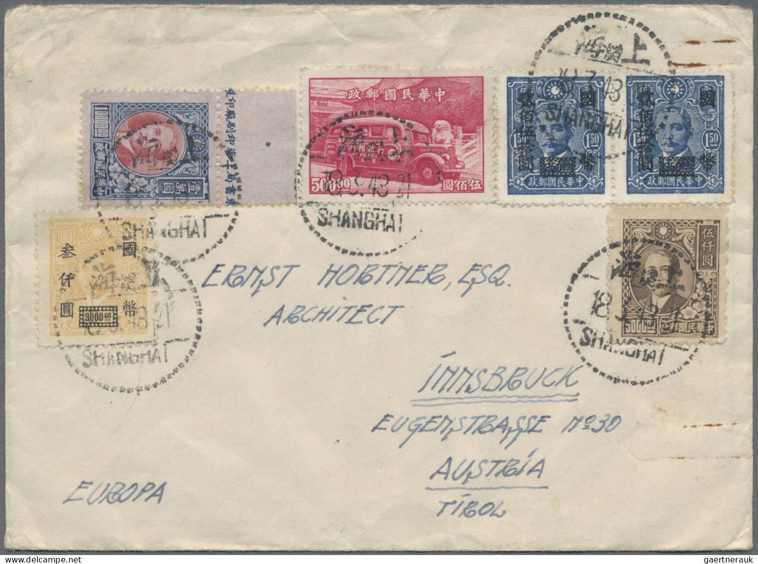 China: 1947/1948, Covers (11+ One Front) With Commemoratives Used Foreign Inc. R - Lettres & Documents